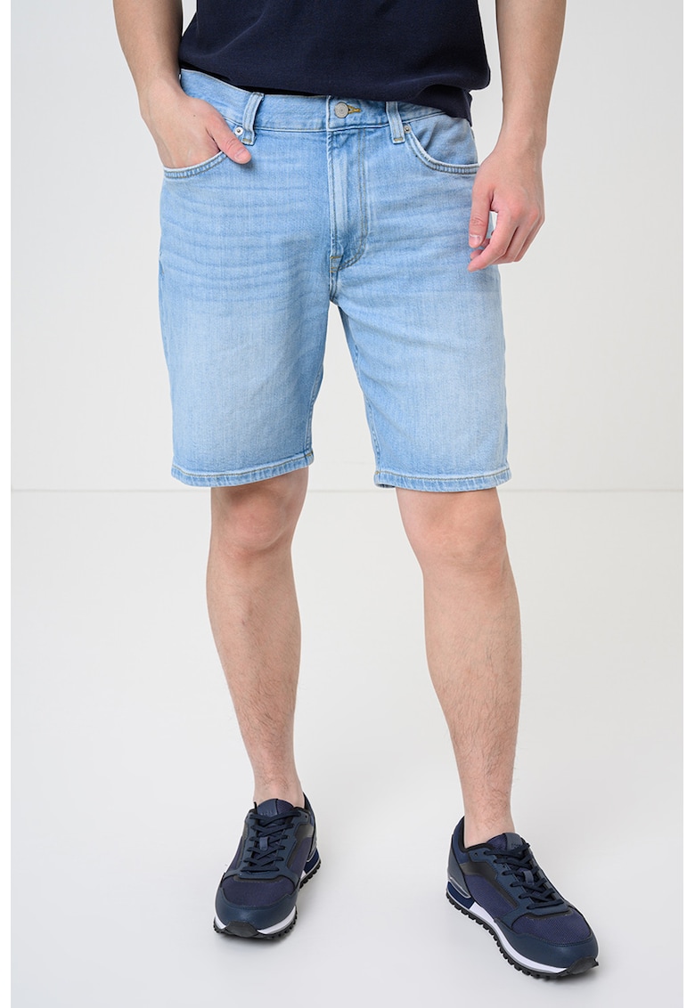 Bermude slim fit din denim Denton - Albastru deschis