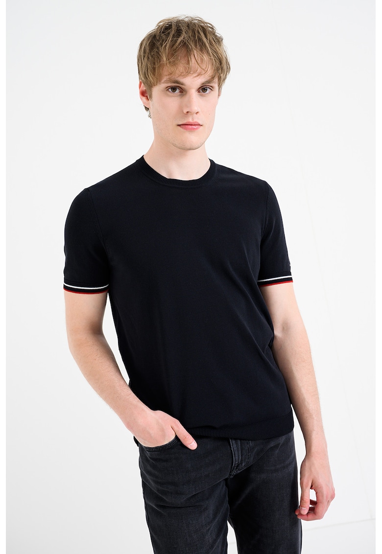 Tricou regular fit din amestec de bumbac - tricotat fin - Albastru ultramarin