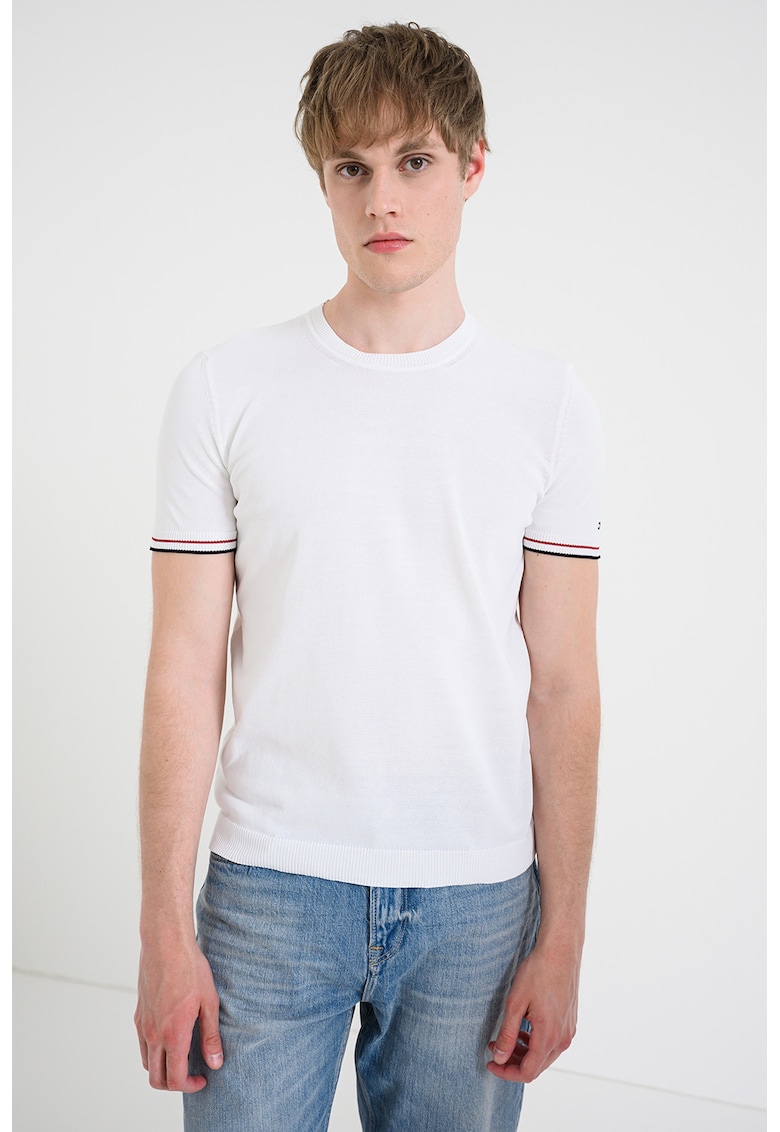 Tricou regular fit din amestec de bumbac - tricotat fin - Alb