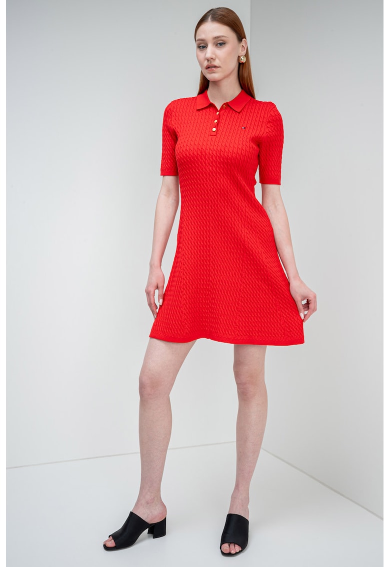 Rochie scurta cu model torsade - Rosu