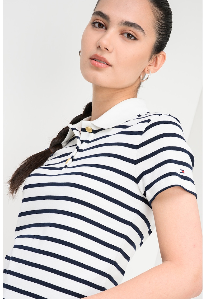 Tricou polo cu croiala slim-fit - Alb/Albastru ultramarin