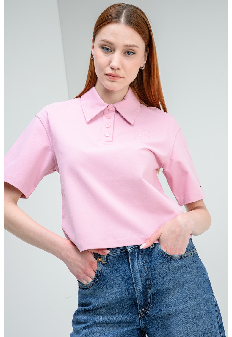 Tricou polo din amestec de bumbac organic - Roz