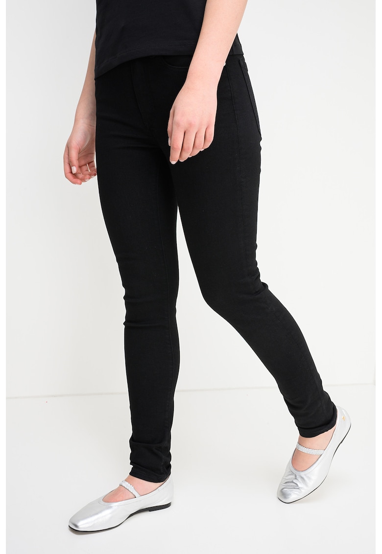 Blugi skinny cu talie medie - Negru