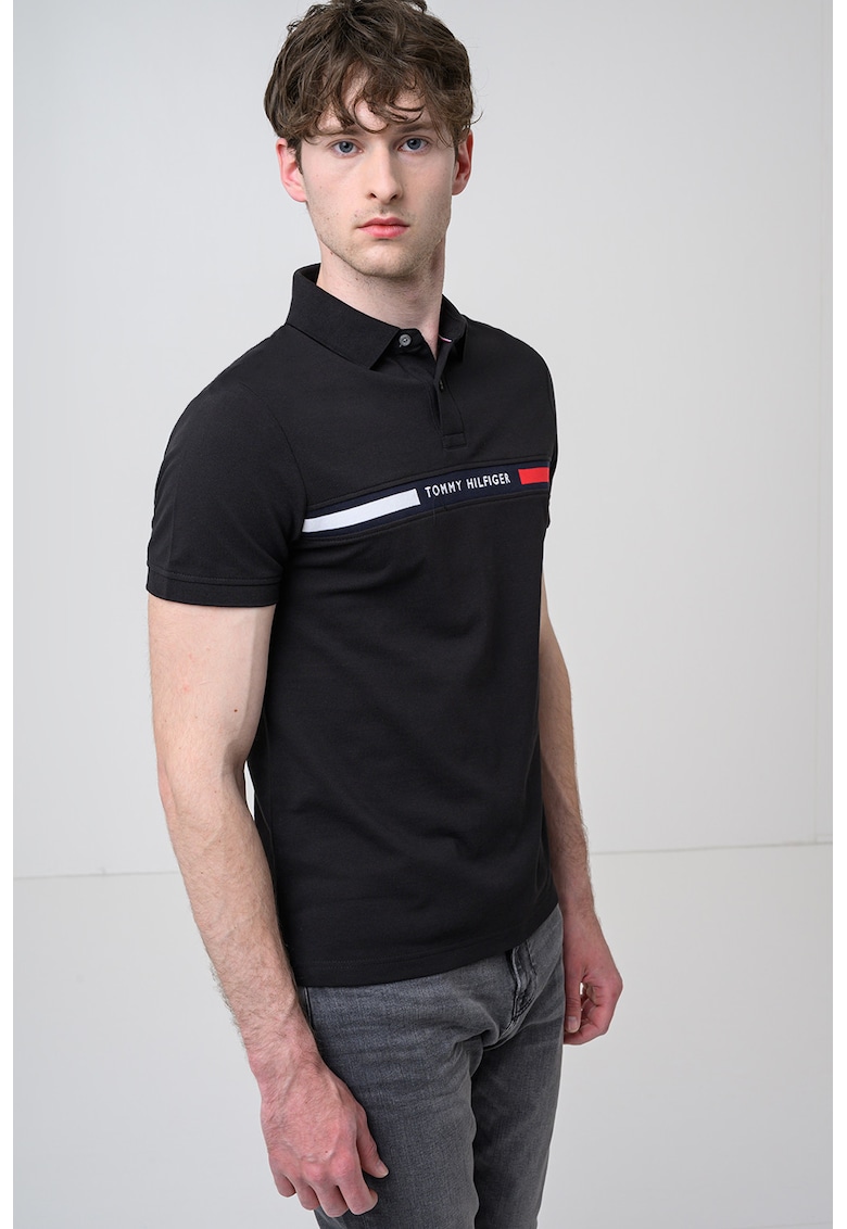 Tricou polo din amestec de bumbac organic - Rosu/Negru