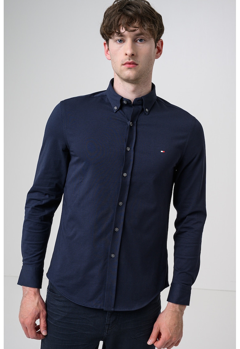 Camasa slim fit cu guler cu nasturi - Albastru ultramarin