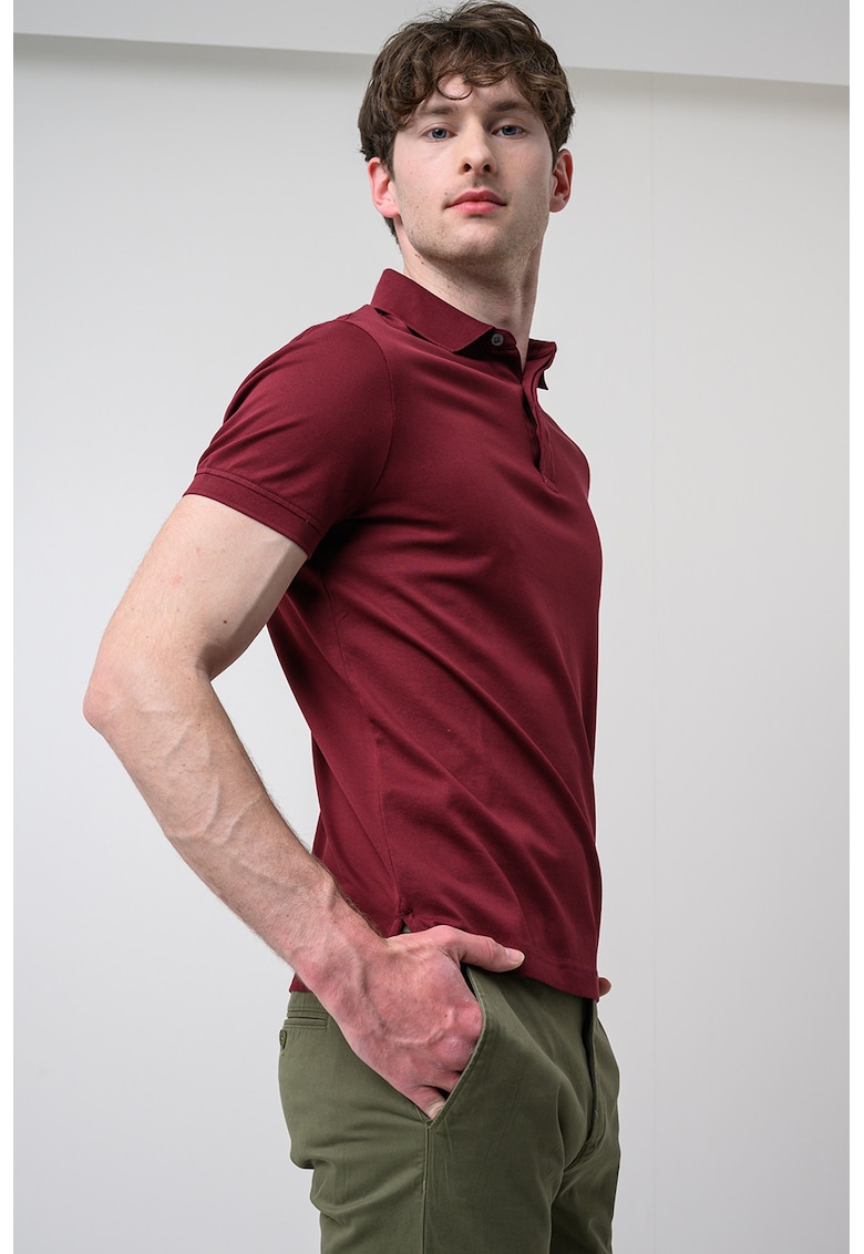 Tricou polo regular fit cu fenta scurta - ascunsa cu nasturi - Violet tyrian