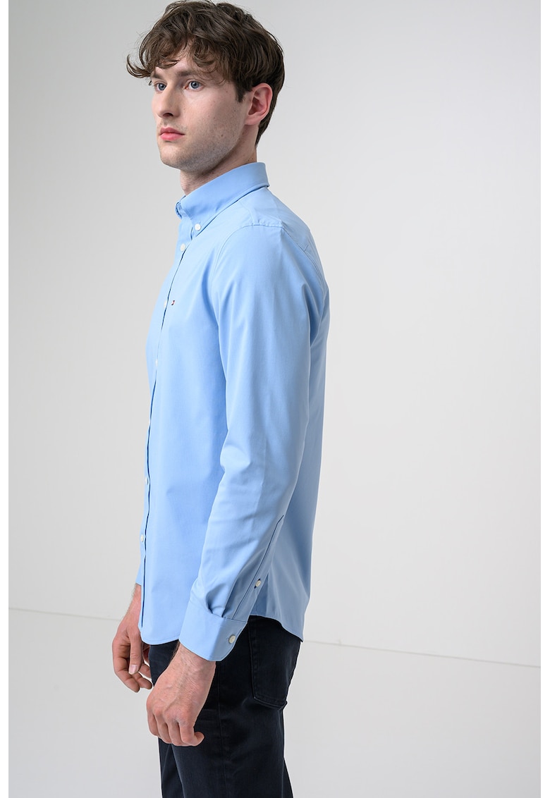Camasa slim fit cu logo pe piept - Albastru deschis