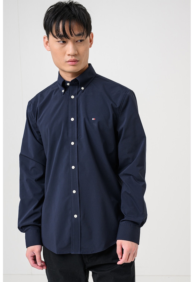 Camasa slim fit cu logo pe piept - Albastru ultramarin