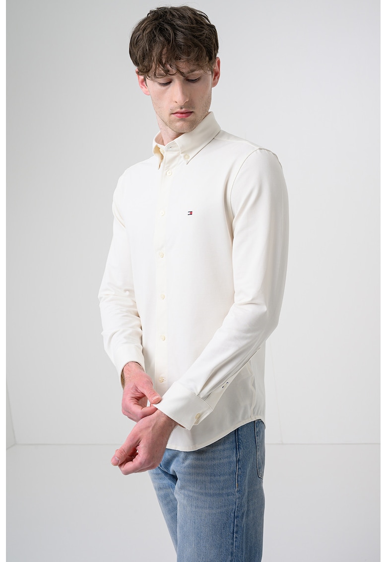 Camasa slim fit cu logo pe piept - Bej deschis
