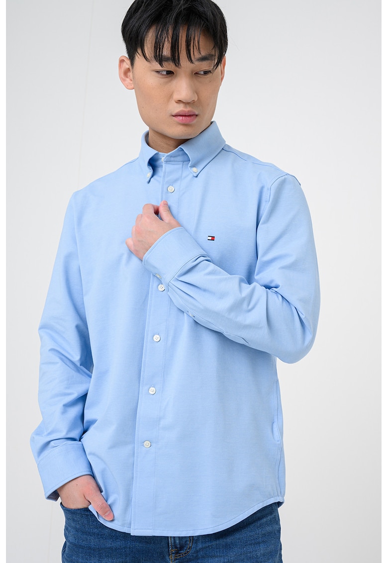 Camasa slim fit cu logo pe piept - Albastru