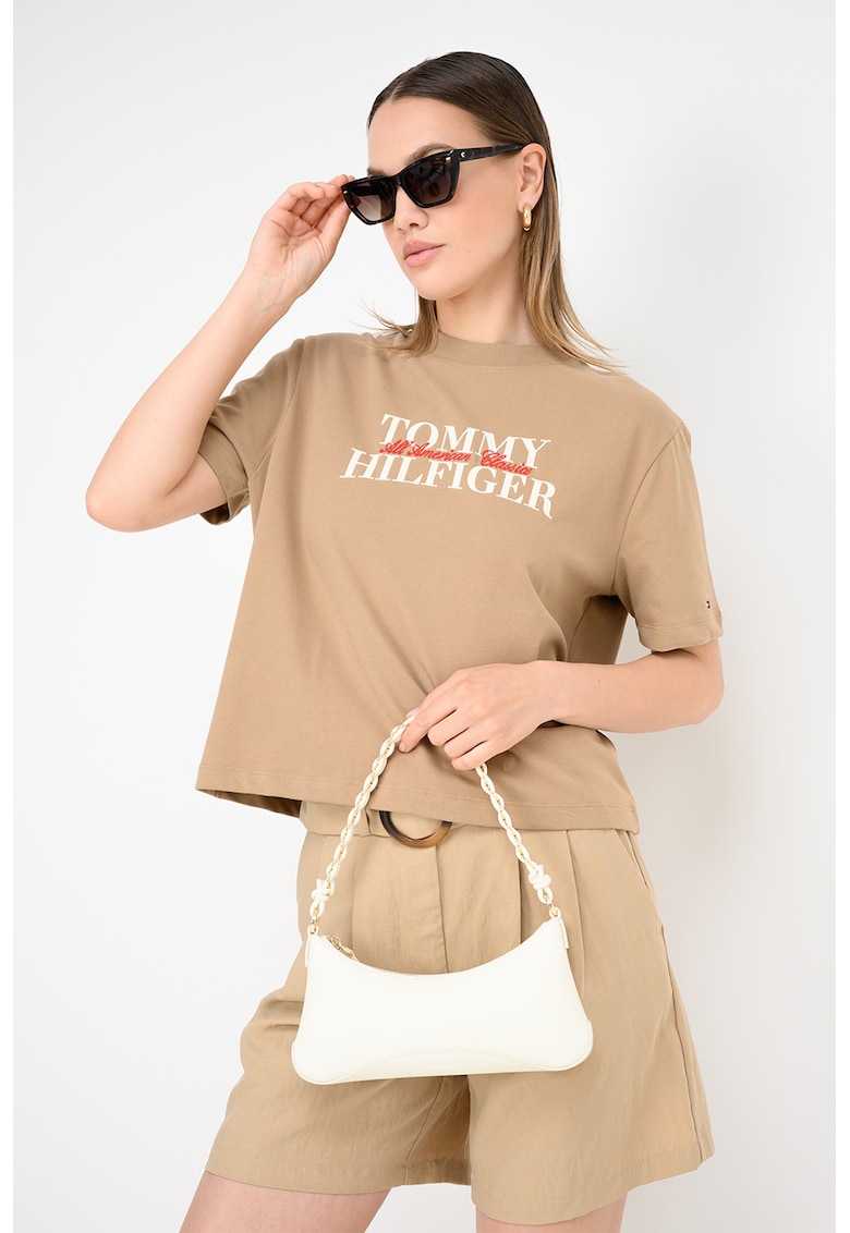 Tricou relaxed fit din bumbac - Maro camel