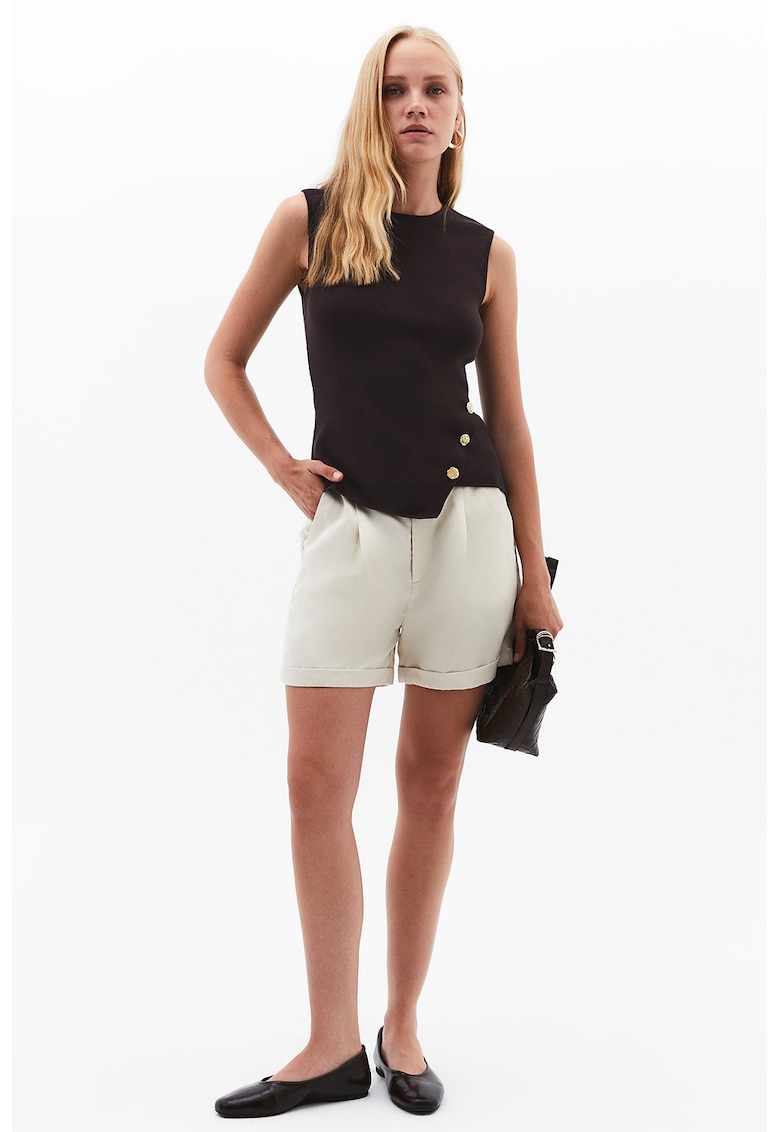 Pantaloni scurti cu talie medie - Alb fildes