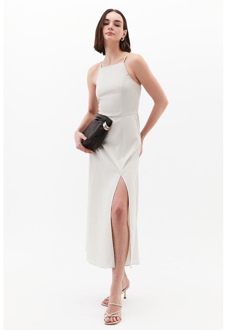 Rochie midi cu slit lateral - Alb