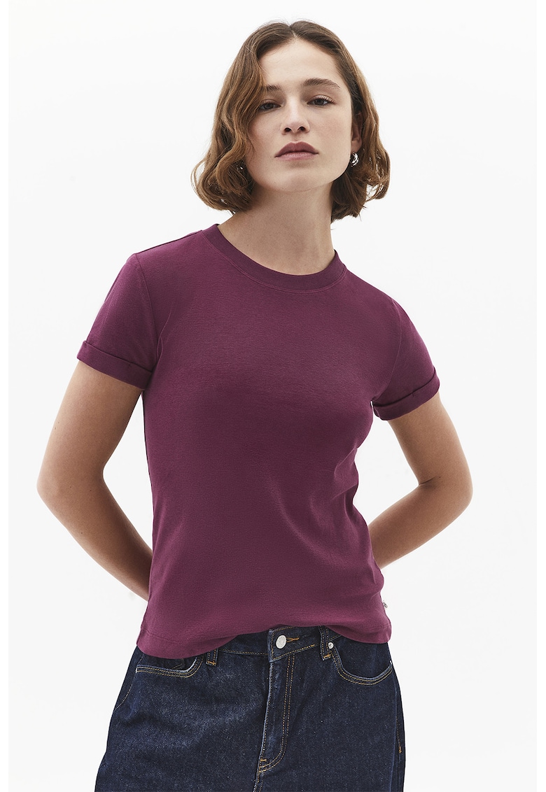 Tricou slim fit de bumbac - Violet tyrian
