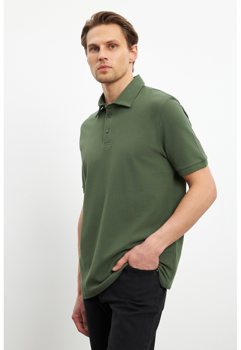 Tricou polo cu model uni - Verde feriga