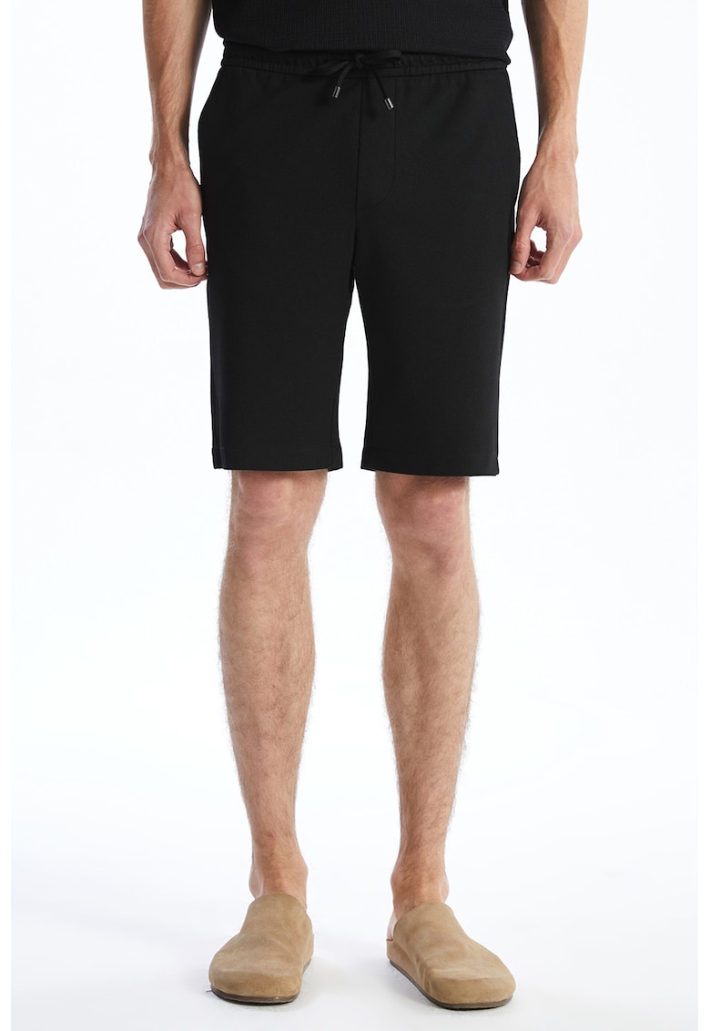 Bermude sport slim-fit cu talie ajustabila - Negru