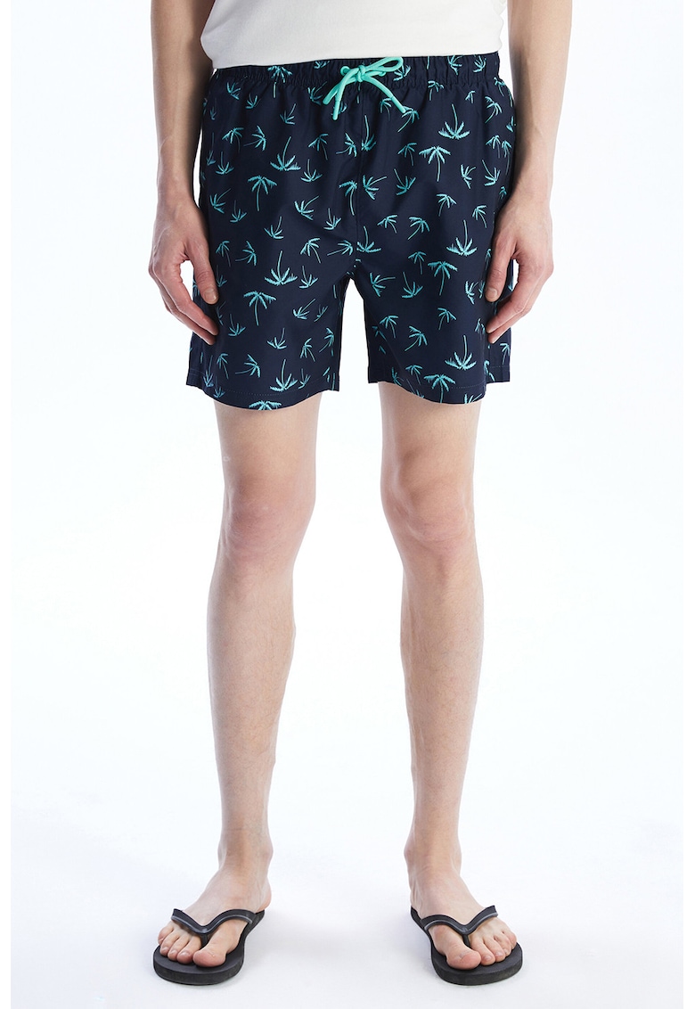 Pantaloni scurti de baie cu imprimeu tropical - Albastru inchis/Albastru deschis