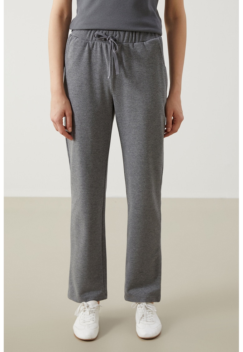 Pantaloni de trening cu croiala conica si snur - Gri deschis