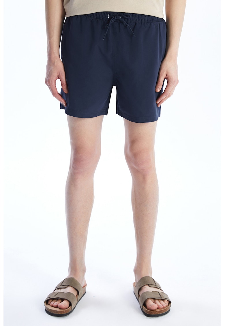 Pantaloni scurti de baie cu model uni - Bleumarin