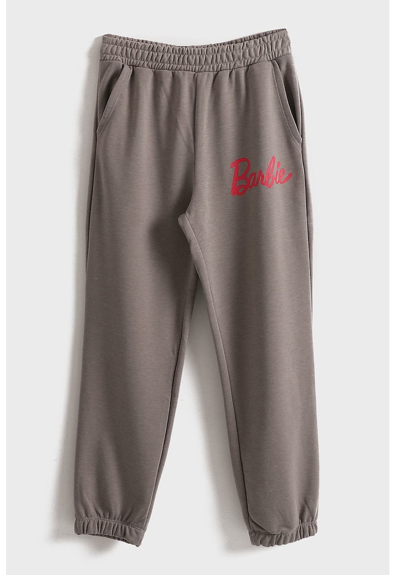 Pantaloni de trening cu croiala lejera si imprimeu Barbie - Violet