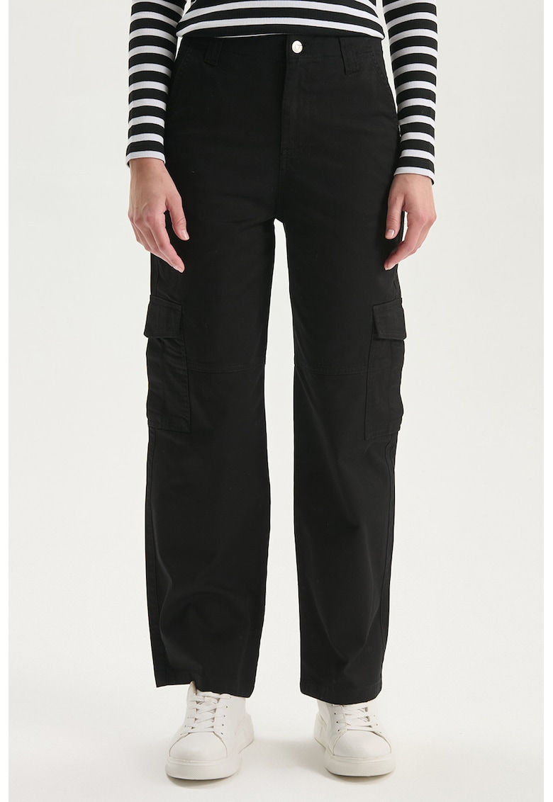 Pantaloni cargo drepti - Negru