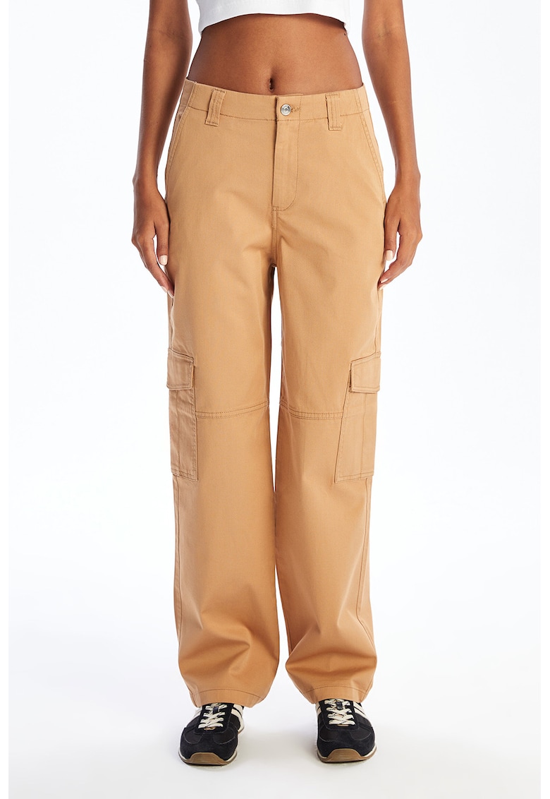 Pantaloni cargo drepti - Portocaliu pal