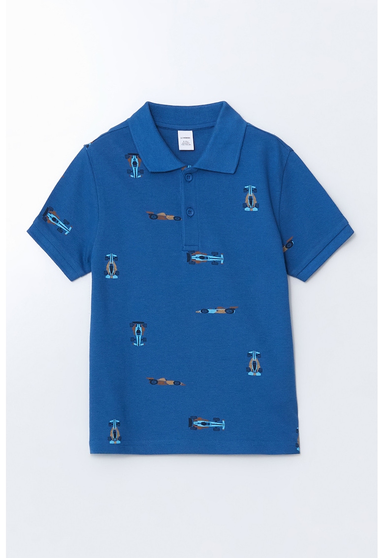 Tricou polo cu imprimeu grafic - Maro/Albastru royal