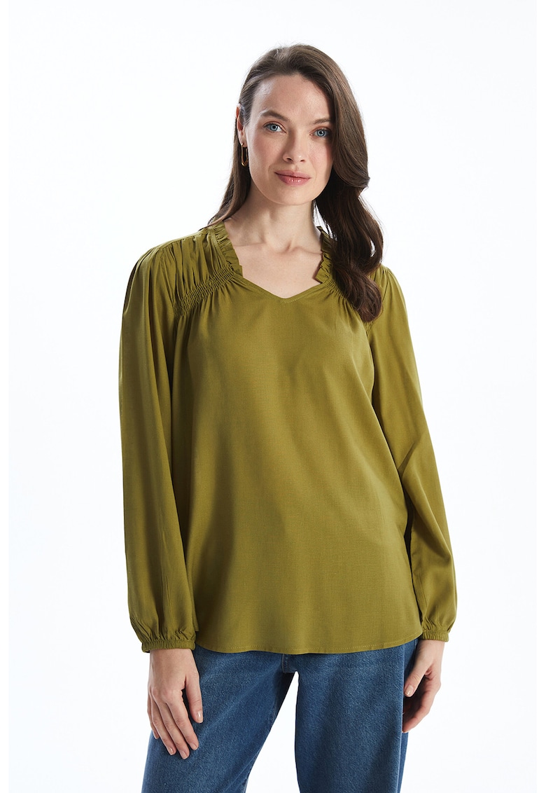 Bluza din amestec de in - Verde masliniu