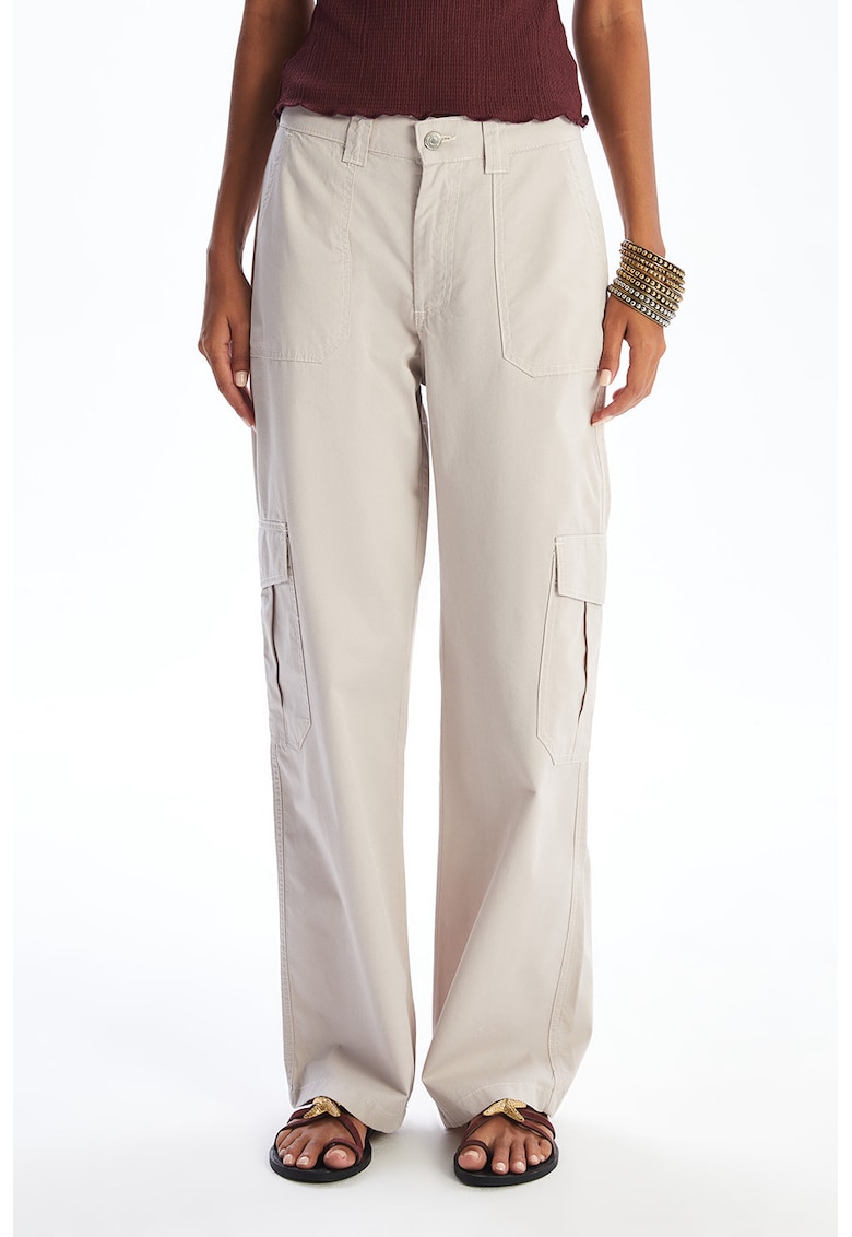 Pantaloni cargo cu croiala dreapta - Bej deschis