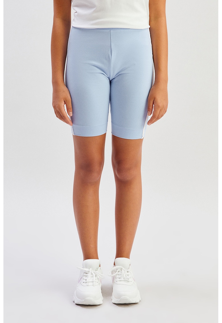 Pantaloni din amestec de bumbac cu talie elastica - Albastru lavanda/Alb optic