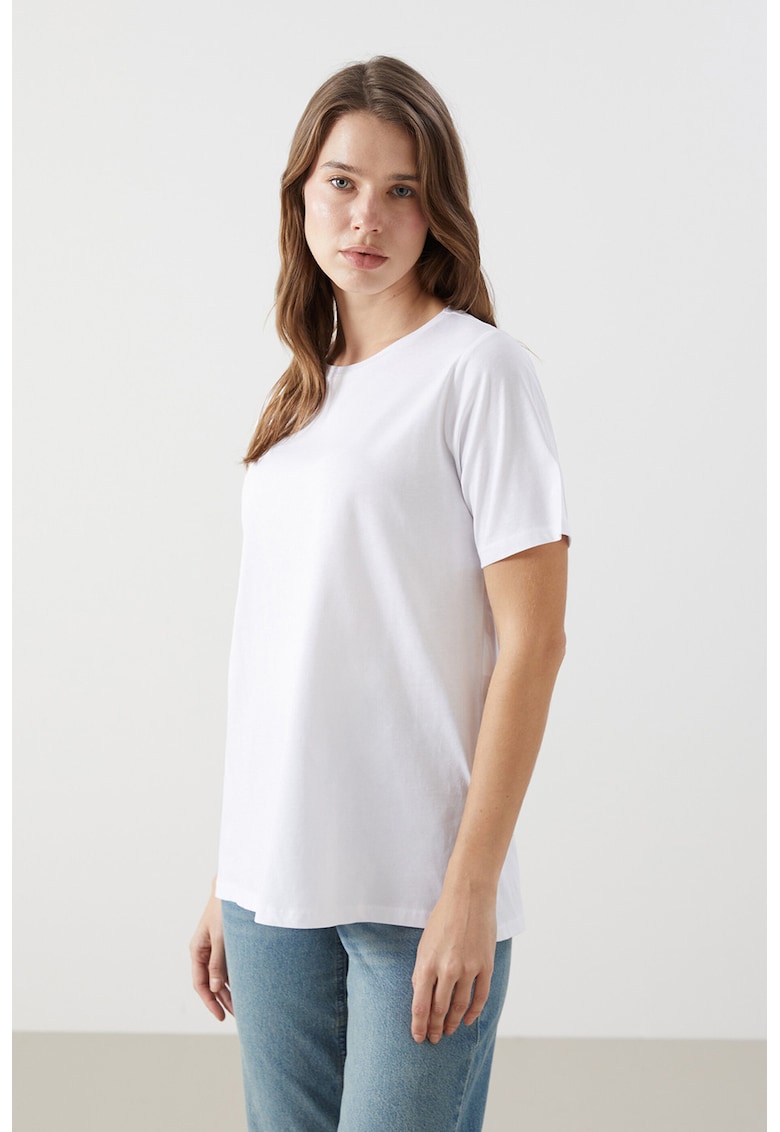 Tricou uni cu decolteu la baza gatului - Alb optic