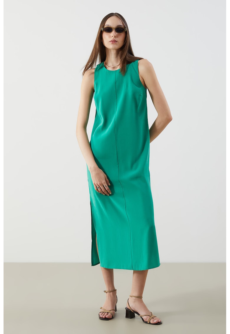 Rochie dreapta cu slituri laterale - Verde