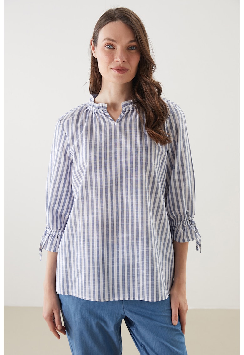 Bluza-tunica cu dungi - Albastru inchis/Alb optic