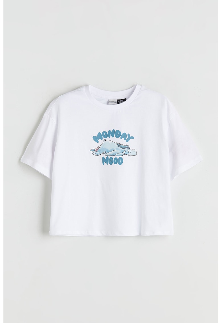 Tricou lejer cu imprimeu desene animate - Albastru inchis/Alb optic