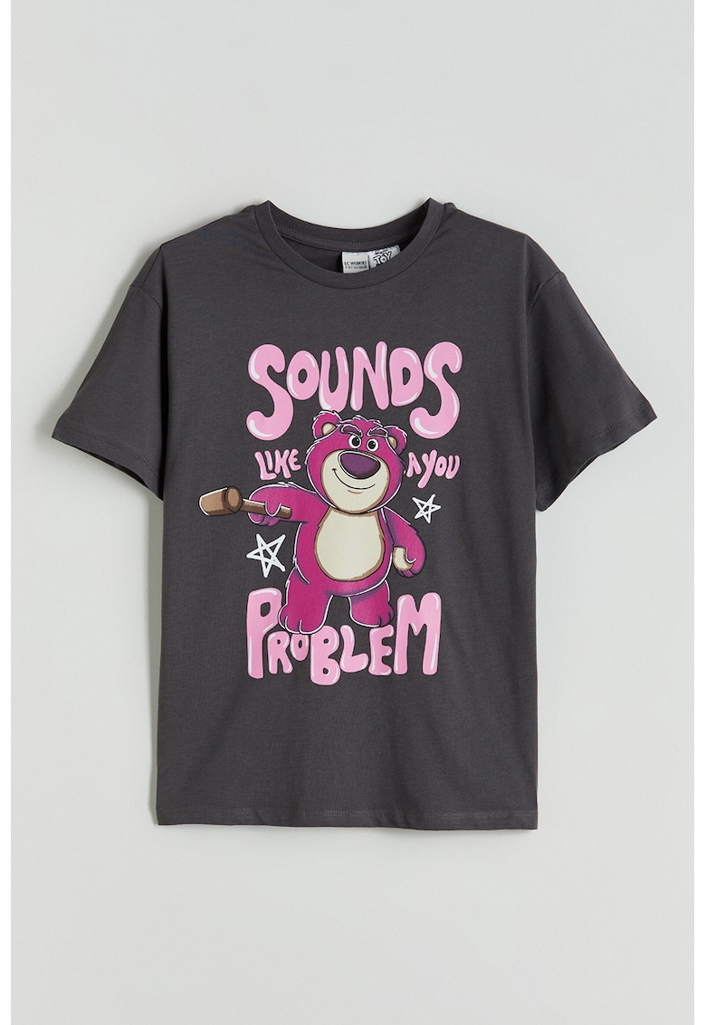 Tricou lejer cu imprimeu desene animate - Gri inchis