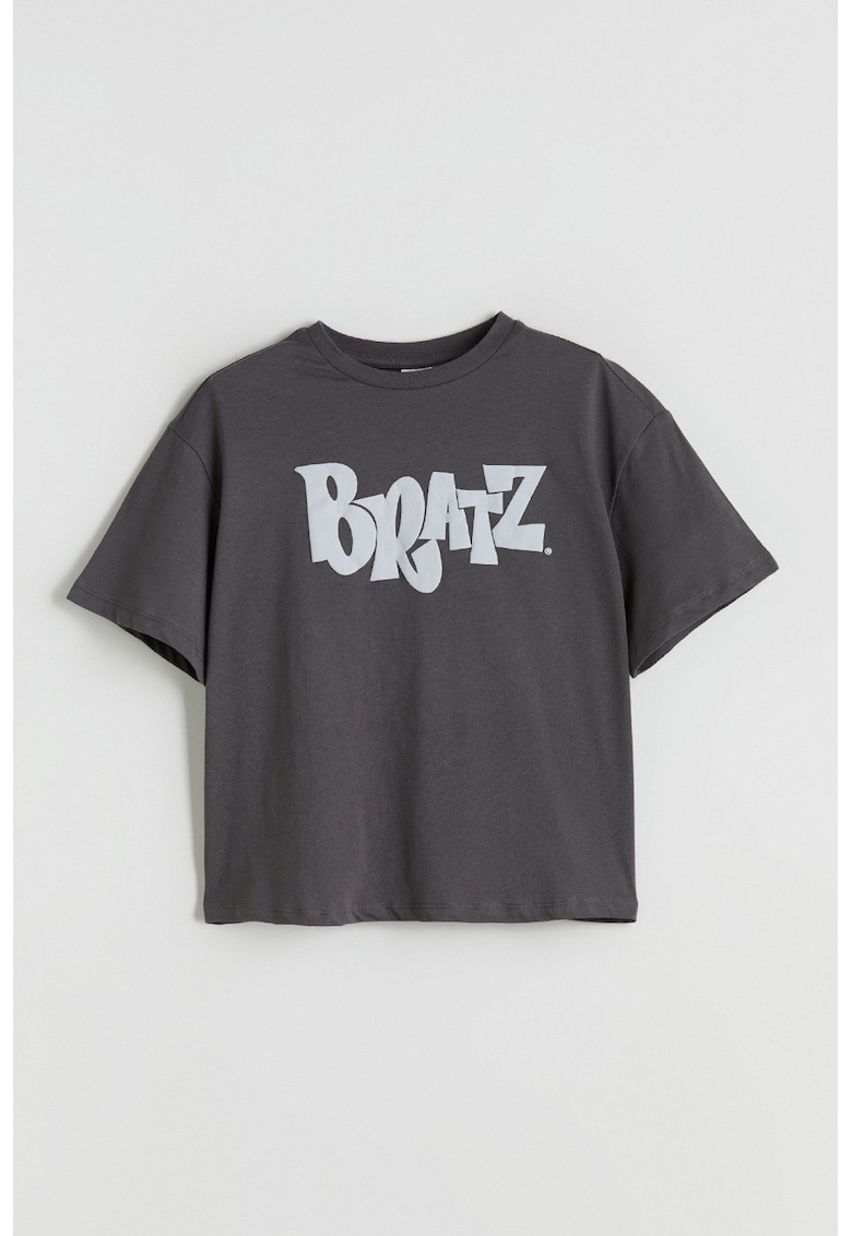 Tricou lejer cu imprimeu Bratz - Alb optic/Gri inchis