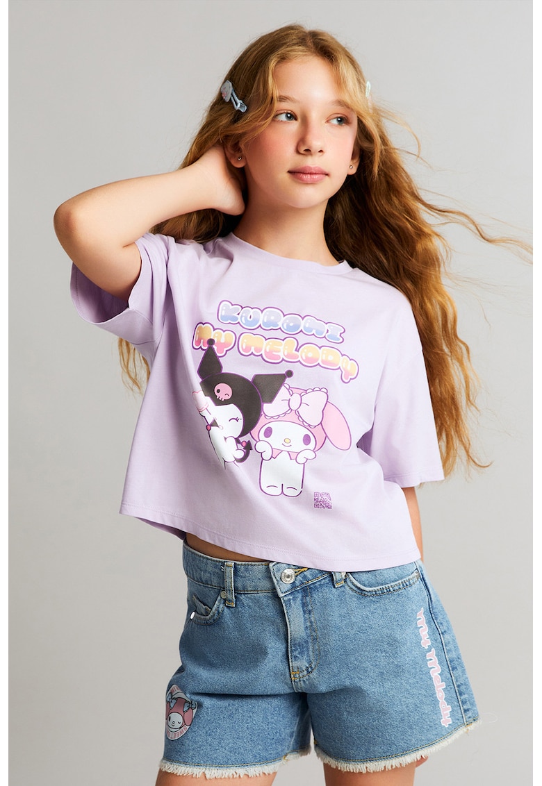 Tricou din bumbac cu imprimeu Kuromi - Lila