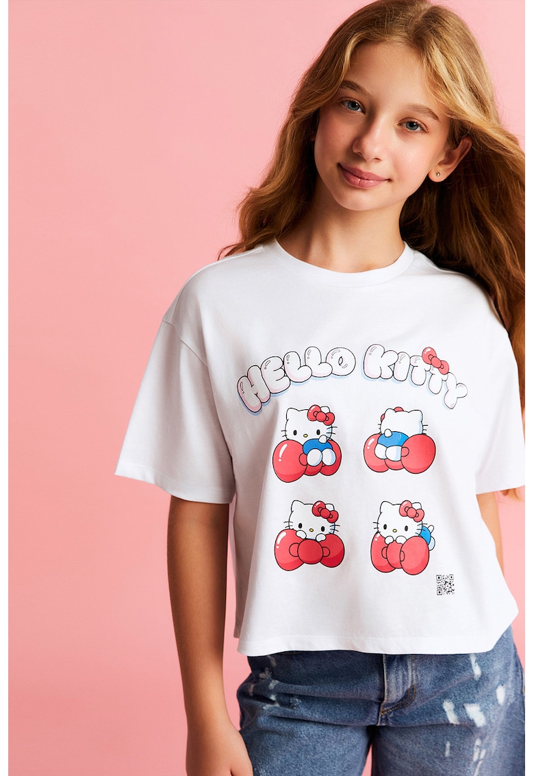 Tricou lejer cu imprimeu desene animate - Rosu/Alb optic