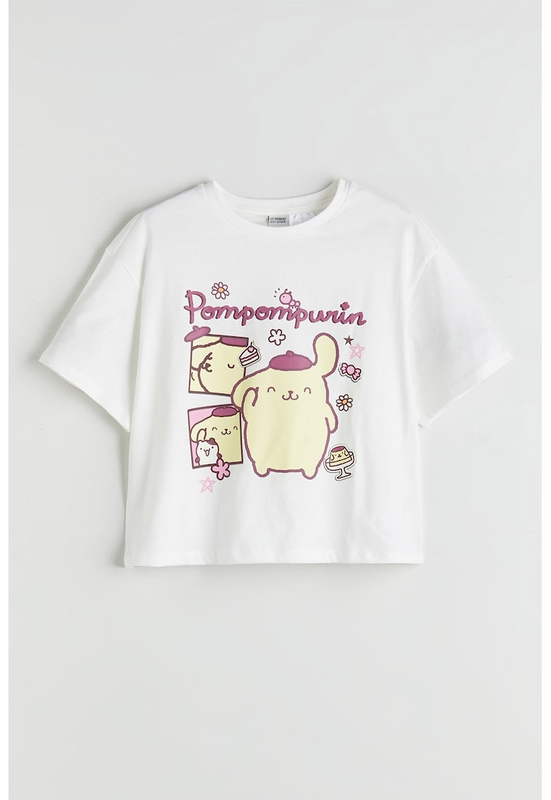 Tricou cu imprimeu grafic - Alb/Galben/Violet tyrian