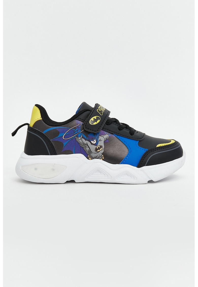 Pantofi sport cu sireturi elastice si imprimeu Batman - Negru/Galben/Albastru