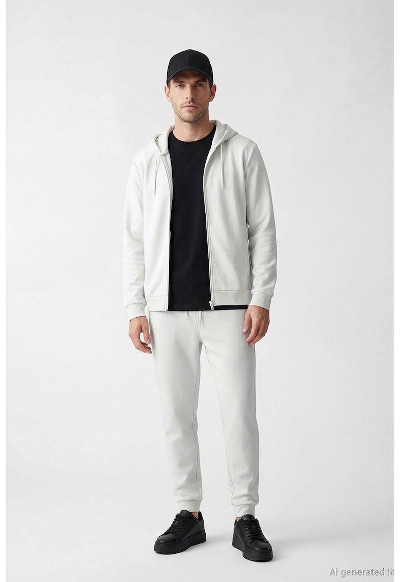 Pantaloni de trening cu snur de ajustare in talie - Gri deschis