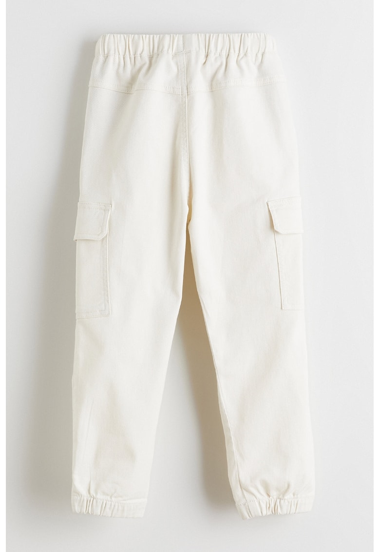 Pantaloni cargo cu talie ajustabila - Crem