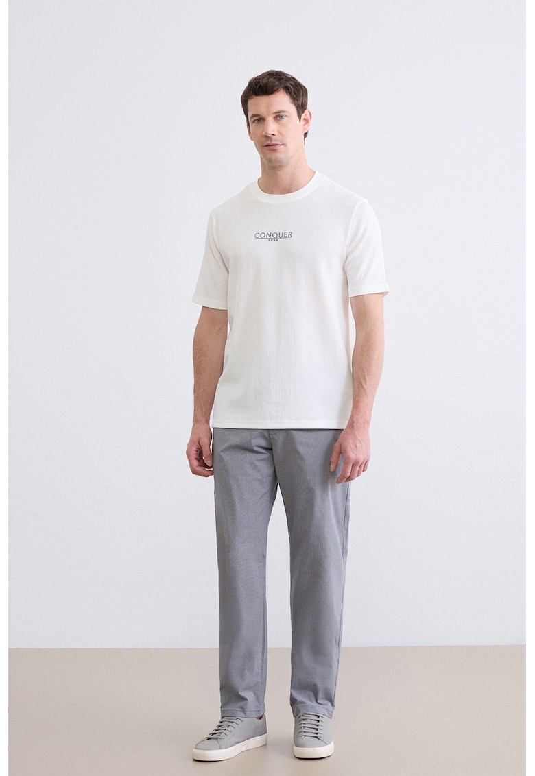Pantaloni drepti cu model uni - Gri cenusiu