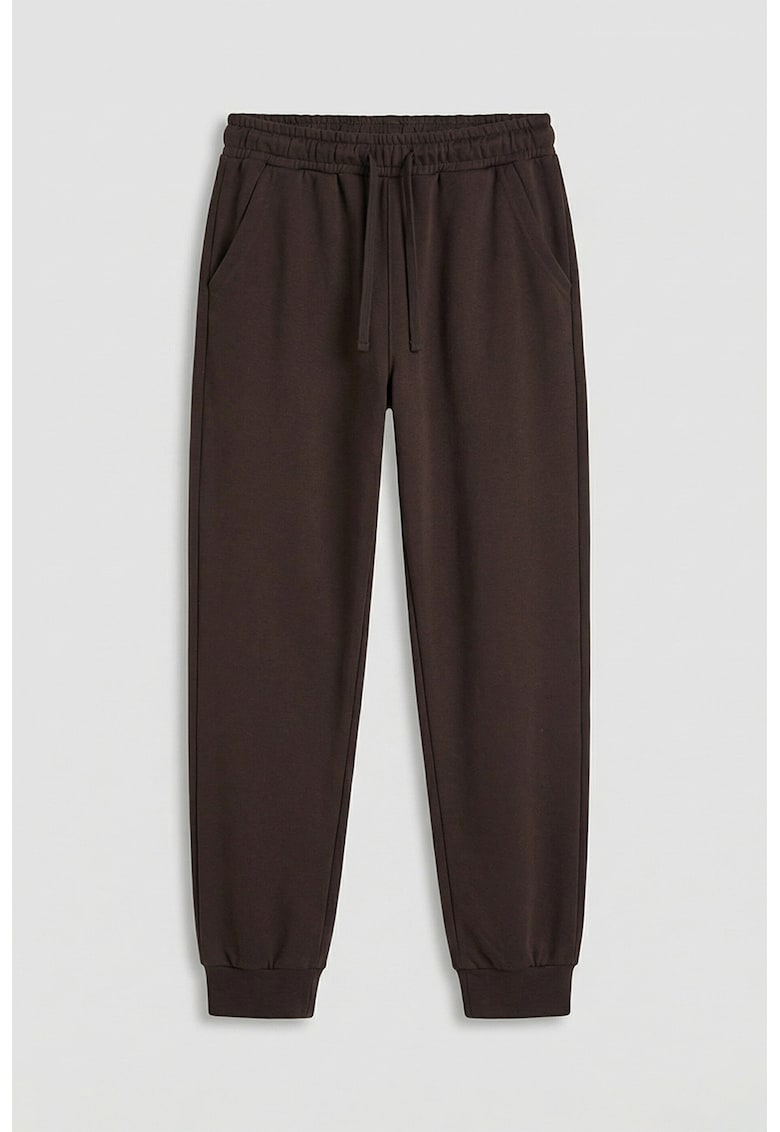 Pantaloni de trening cu croiala conica si talie ajustabila - Maro inchis