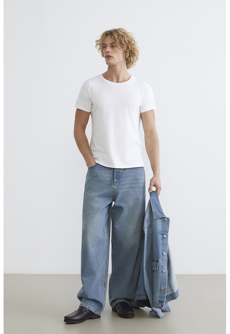 Blugi baggy cu aspect decolorat - Albastru pastel