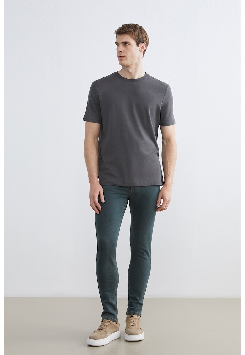 Blugi slim-fit cu design cinci buzunare - Verde