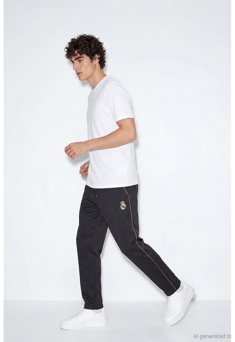 Pantaloni regular fit de trening cu imprimeu Real Madrid - Galben/Gri inchis