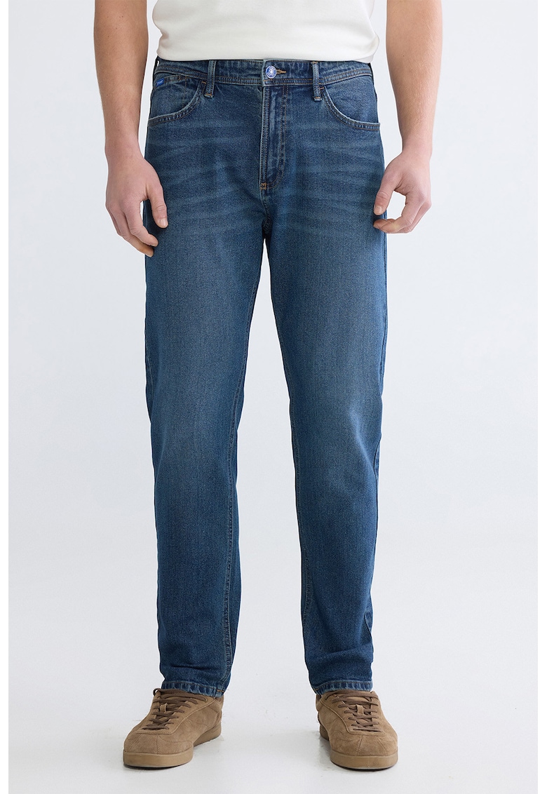 Blugi slim fit cu talie medie - Albastru inchis