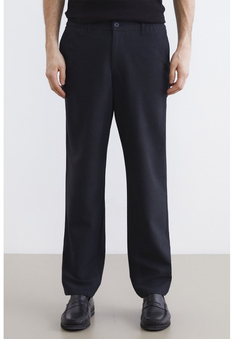 Pantaloni cu croiala dreapta si talie elastica - Albastru ultramarin