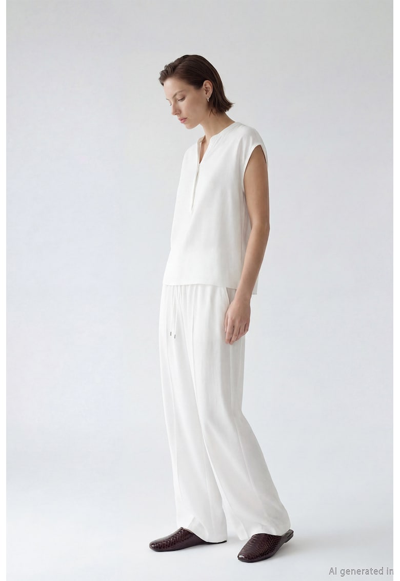 Bluza-tunica cu model uni - Ecru